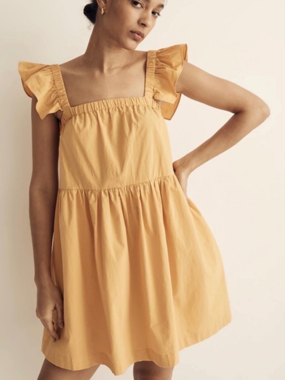 Madewell Mustard Yellow Ruffle Sleeve Mini Dress